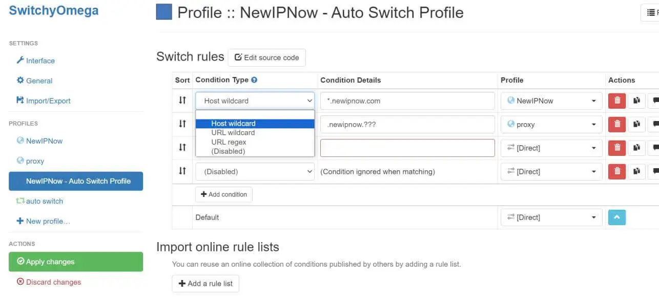 SwitchyOmega IP Authentication NewIPNow