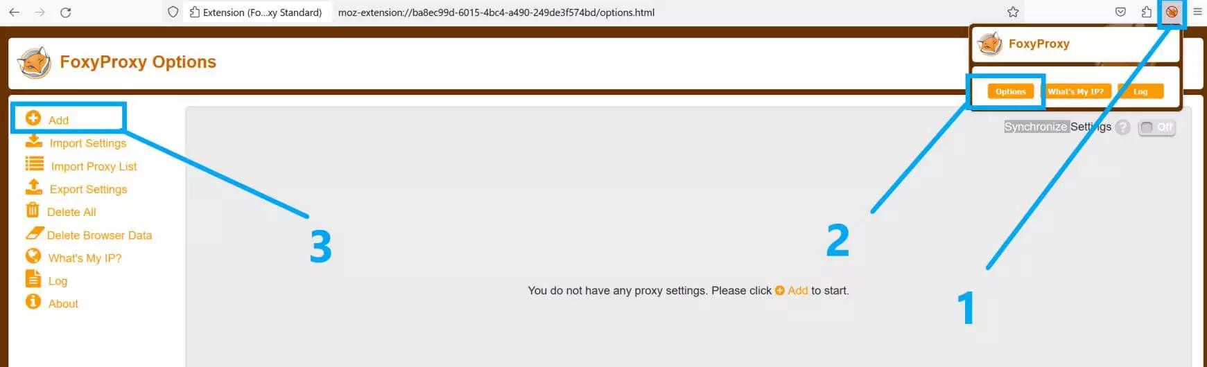 Mozilla Firefox - Set up FoxyProxy