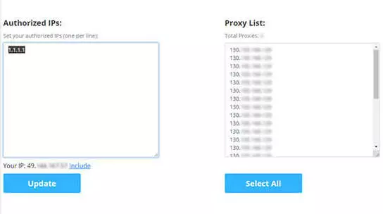 NewIPNow IP Authentication and Proxy List Page