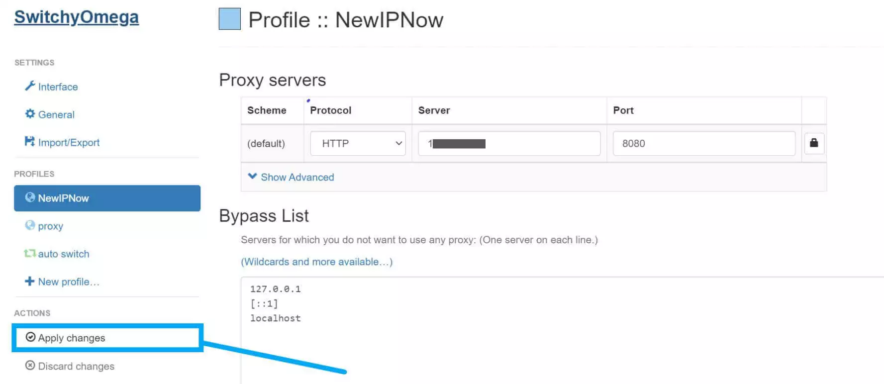 SwitchyOmega IP Authentication NewIPNow